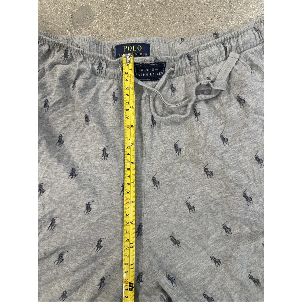 Polo Ralph Lauren Sleepwear Pants Men Gray Sz L Blue Pony's AOP D-String Cotton